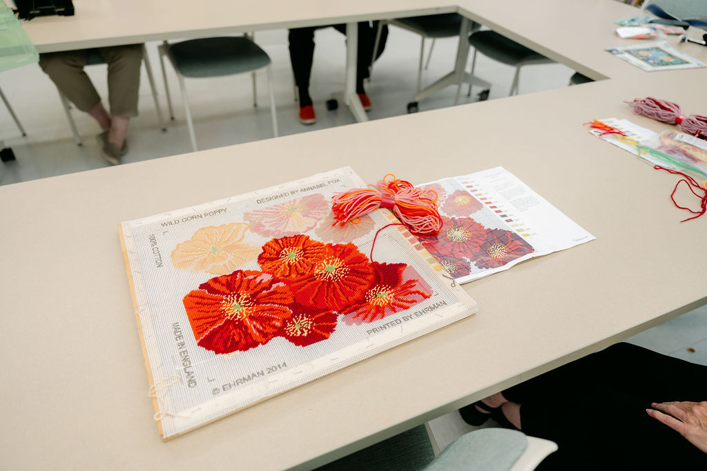 Sewn art made by residents.