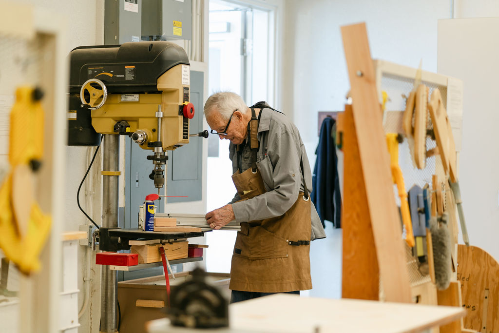 Resident uses woodshop